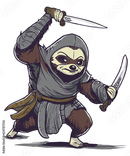 Sloth Ninja with knife looking mad