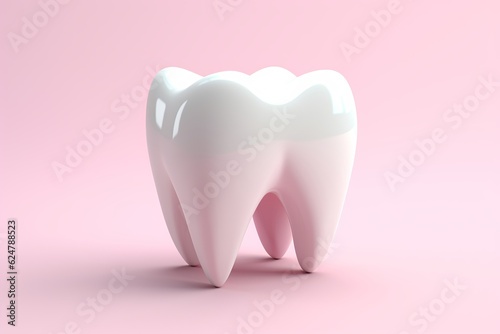 Tooth on pink background. 3d illustration