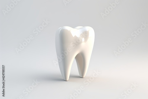 Tooth on grey background. 3d illustration