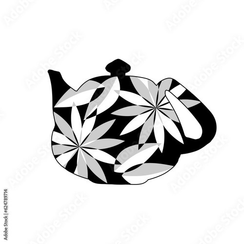 Stylized illustration of a teapot with flowers