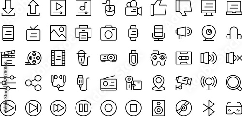 Multimedia Icons Outline Style for Any Purpose