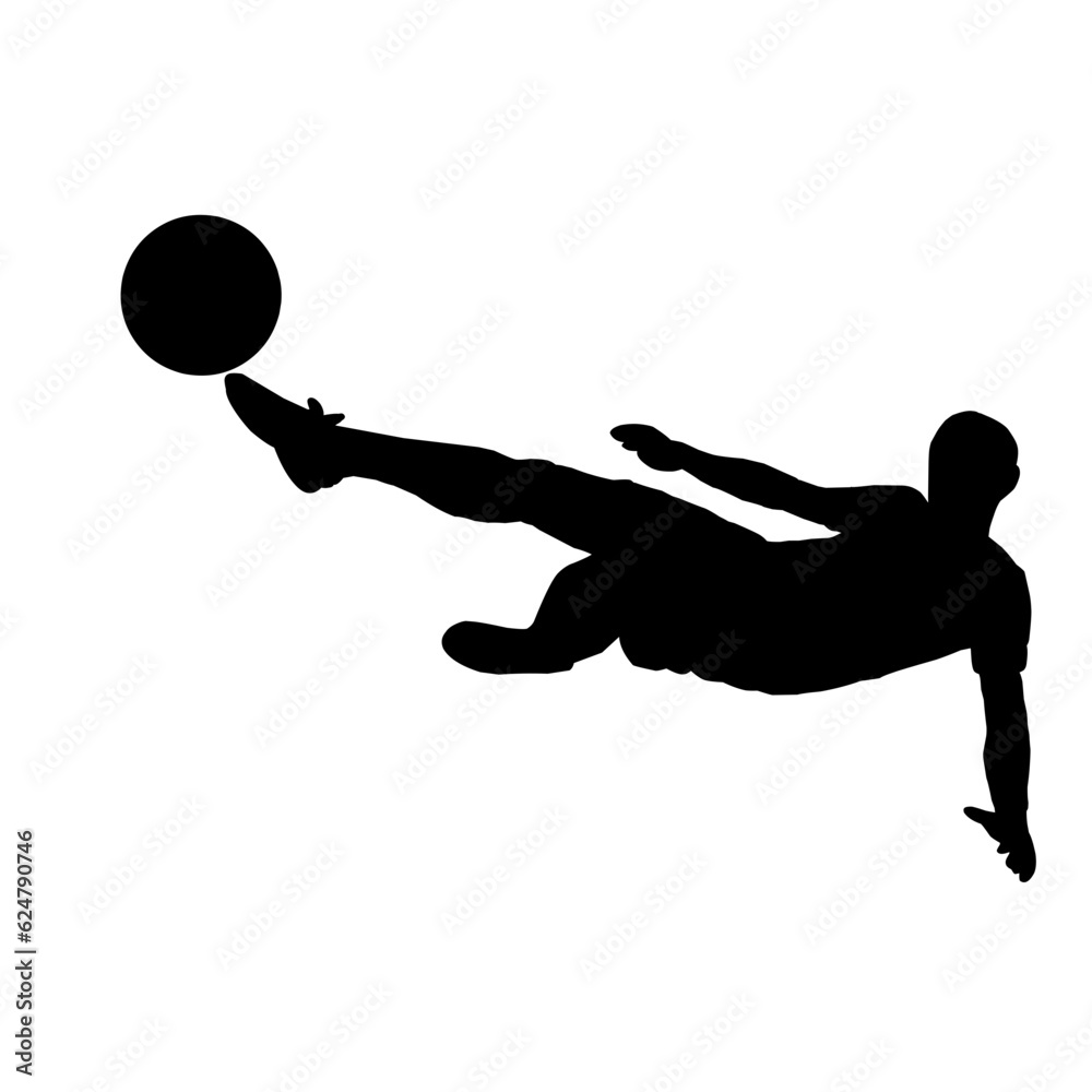 Silhouette Soccer Player With Ball Isolated Silhouette Soccer Player With Ball Isolated