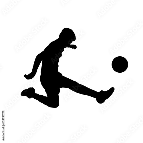 Silhouette Soccer Player With Ball Isolated 