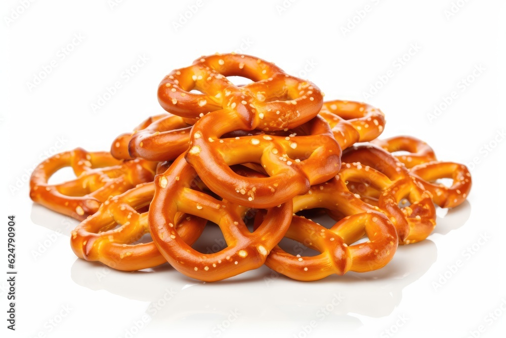 a group of pretzels on a white background. Generative AI a group of pretzels on a white background. Generative AI