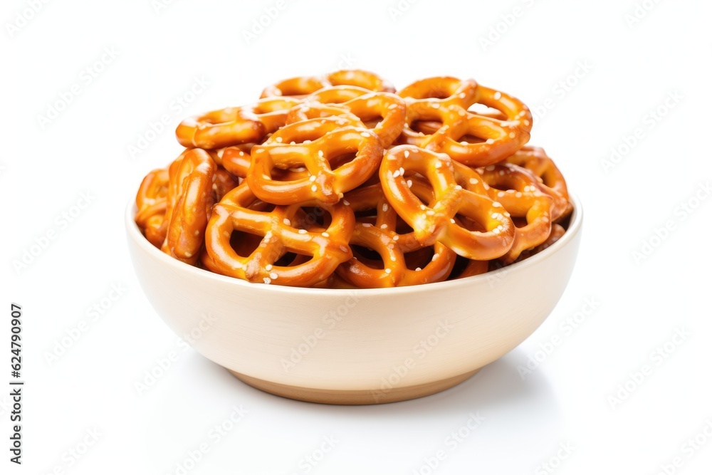 pretzels on a white background. Generative AI pretzels on a white background. Generative AI