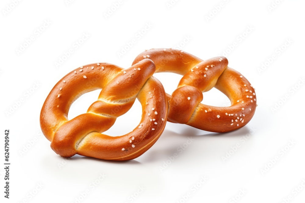 pretzels on a white background. Generative AI pretzels on a white background. Generative AI