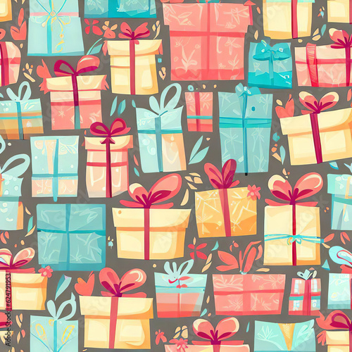 seamless pattern with gift boxes Can be used for invitations, greeting, wedding card