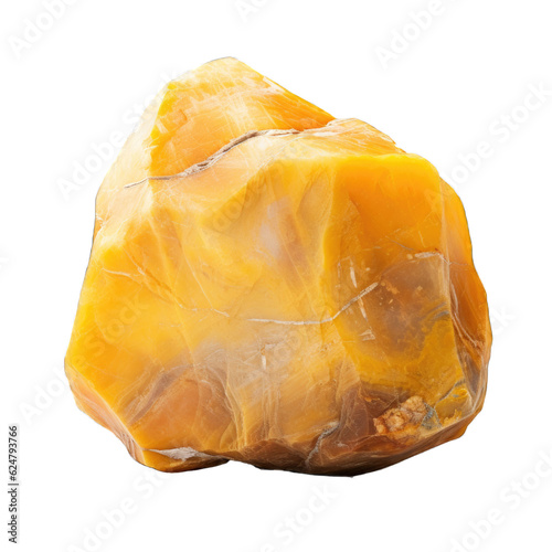 Yellow Jasper gem isolated on transparent background. Generative AI