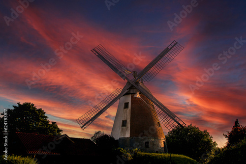 Fotografie Hummelbecker Mühle in Dützen zum Sonnenuntergang