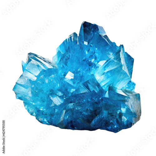 Blue Apatite gem isolated on transparent background. Generative AI