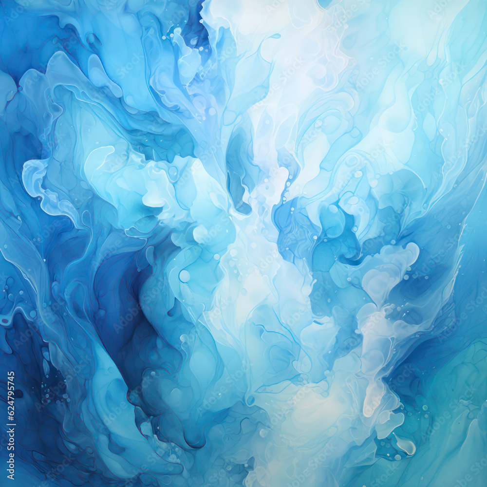 Abstract watercolor blue background. Square background. AI generative.