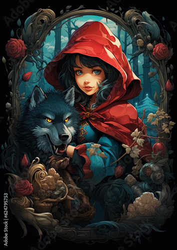 Little Red Riding Hood and the wolf photo