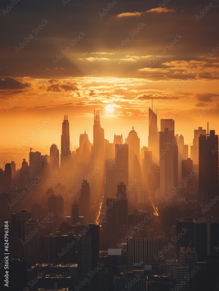 Golden Skies: Admiring a Cityscape View During the Golden Hour