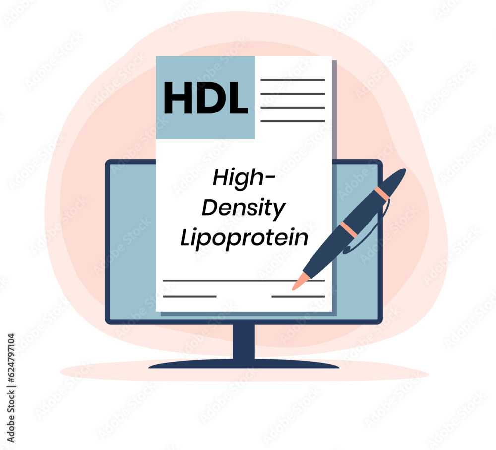 Obraz premium HDL High-Density Lipoprotein - one of the five major groups of lipoproteins, acronym text concept background