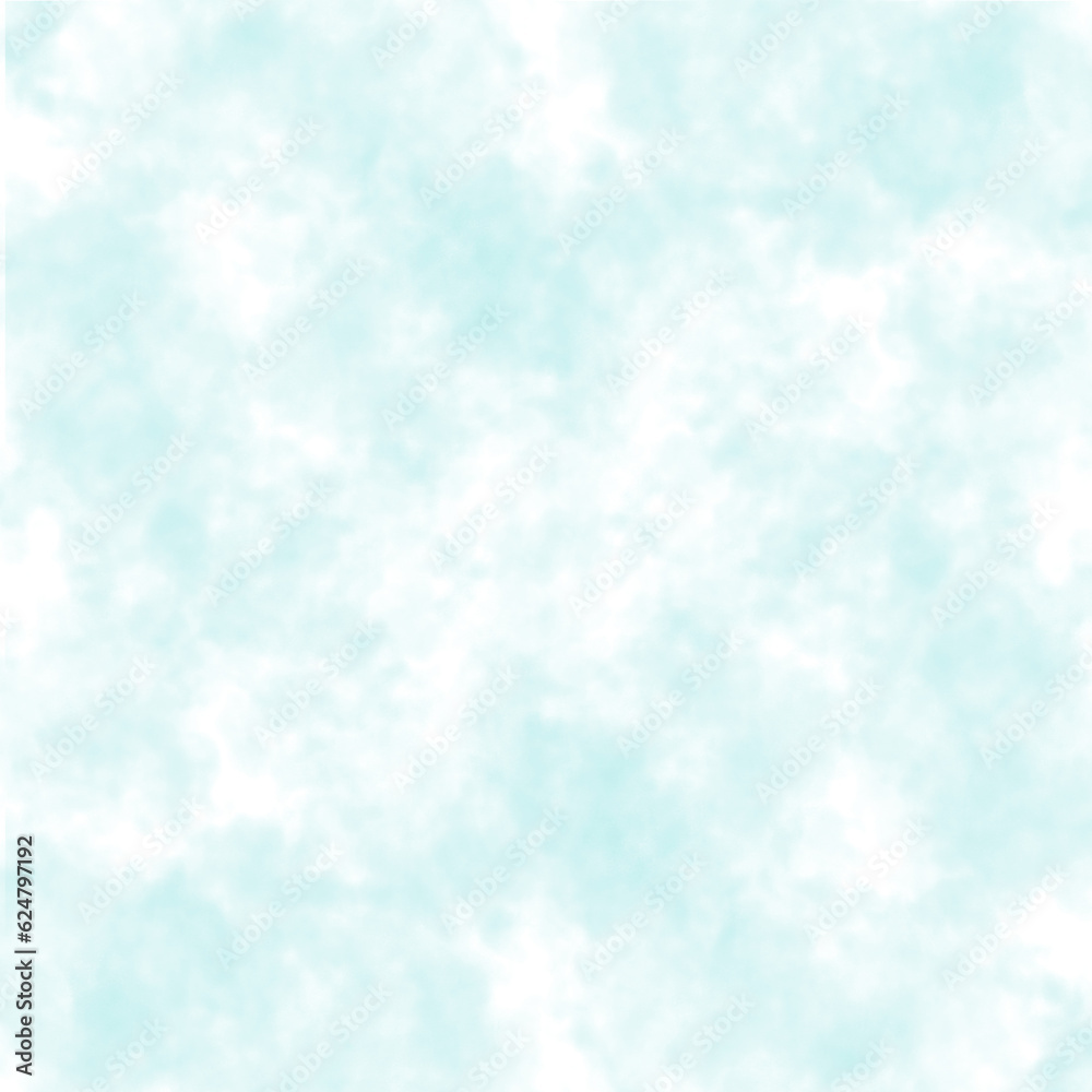 Simple Abstract Layout with Light Blue Watercolor Brush Smudges on a White Background. Pastel Blue-White Irregular Surface made of Watercolor Paint. No text. Abstract Blue Cloudy Sky.
