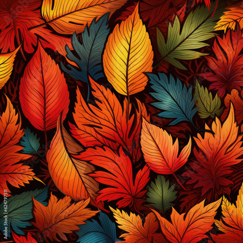 Pattern background depicting a colorful autumn AI Generative