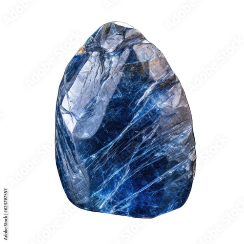 Blue Sunstone gem isolated on transparent background. Generative AI