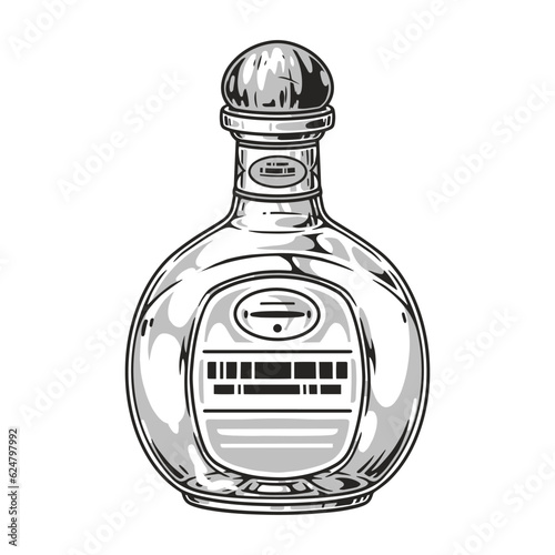 Tequila bottle monochrome vintage sticker