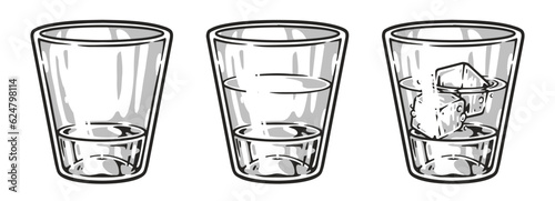 Glasses rum set logotype monochrome