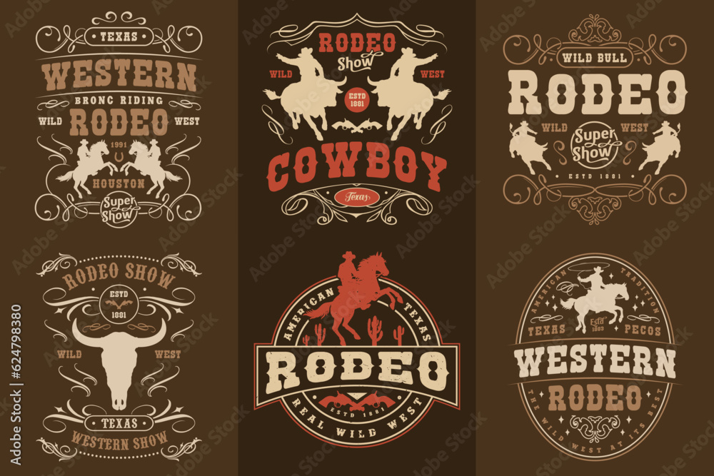 Rodeo festival set stickers colorful Rodeo festival set stickers colorful