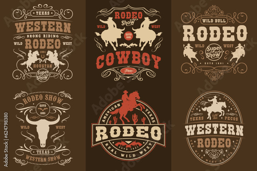 Rodeo festival set stickers colorful