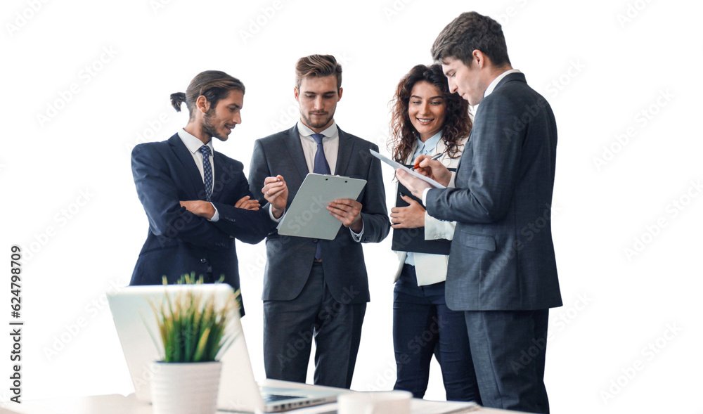 Obraz premium Creative business people meeting on a transparent background