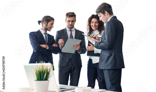Creative business people meeting on a transparent background