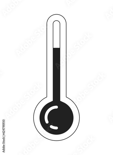Thermometer hot monochrome flat vector object. Weather temperature. Hot summer. Wave heat. Editable black and white thin line icon. Simple cartoon clip art spot illustration for web graphic design