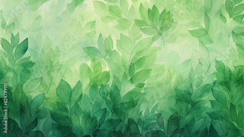 Green leaf water color background