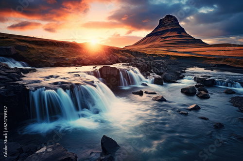 Kirkjufell Foss waterfall near Kirkjufell mountain © Veniamin Kraskov