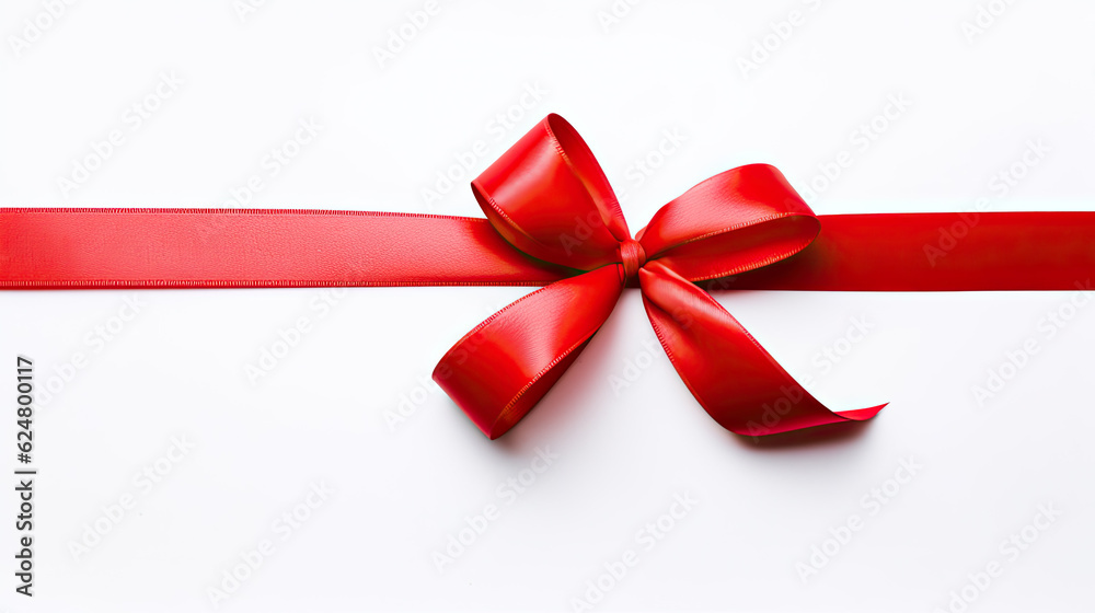 Against a white backdrop, a vibrant red ribbon stands alone, a symbol of elegance and significance, captivating attention and evoking contemplation Against a white backdrop, a vibrant red ribbon stands alone, a symbol of elegance and significance, captivating attention and evoking contemplation