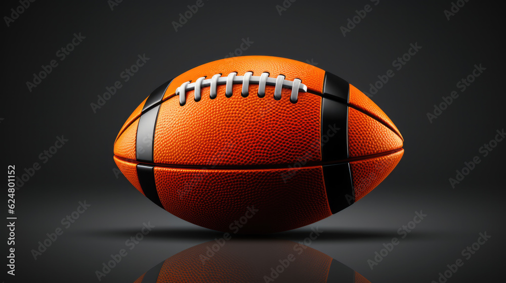 Fototapeta premium an american football ball isolated on dark gray background. Generative AI