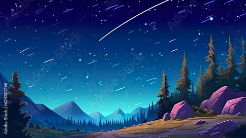 Abstract background starfall. Sparkling stars descend in a stunning starfall illustration showcased in this banner design. Generative AI.
