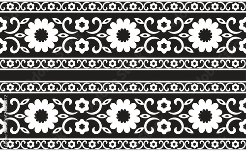 Textile fabric border motif pattern for a geometric oriental seamless pattern. Border decoration. Design for background, wallpaper, vector illustration, textile, batik, carpet, fabric, clothin