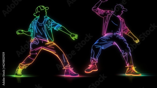 Hip-Hop Dancing with Neon Outlines