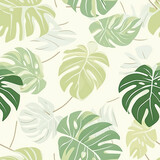 Seamless pattern of palm tree, foliage natural branches, green leaves. Generative AI