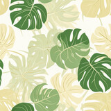 Seamless pattern of palm tree, foliage natural branches, green leaves. Generative AI