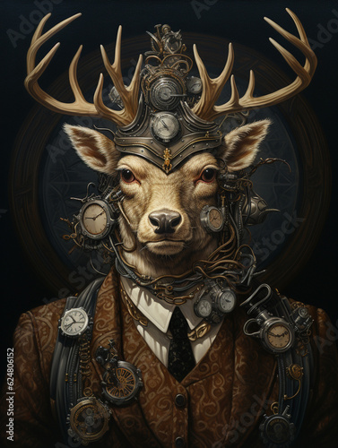 A Portrait of a Steampunk Elk | Generative AI