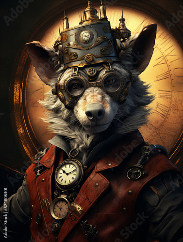 A Portrait of a Steampunk Hyena | Generative AI