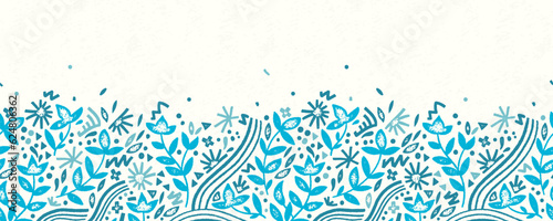 Abstract doodle seamless pattern with floral elements, fun background, great for summer textiles, banners, wallpapers - vector design