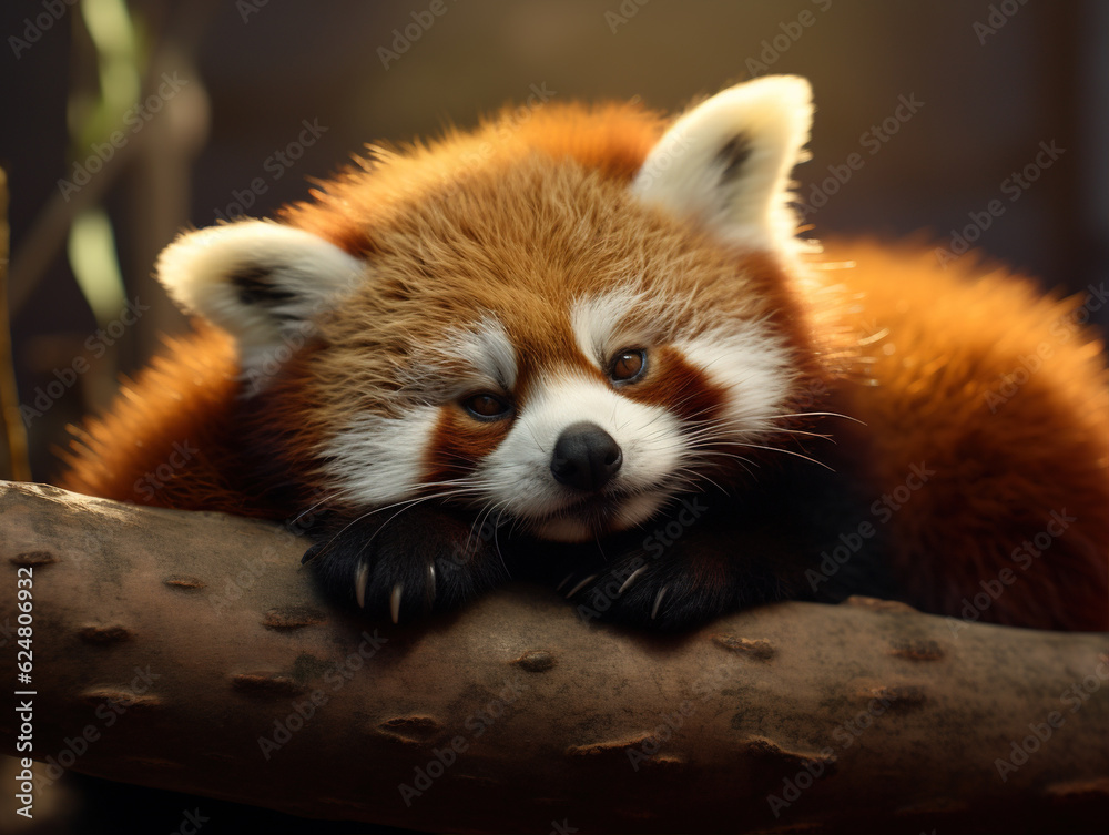 Obraz premium Photo of Red Panda: These adorable creatures have a cat-like face and a fluffy tail