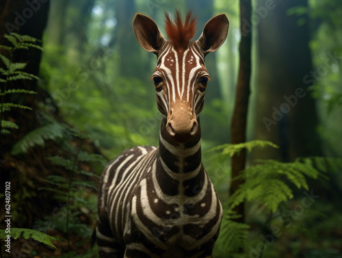 Photo of Okapi: Resembling a cross between a giraffe and a zebra, these elusive creatures are found in the forests of Central Africa