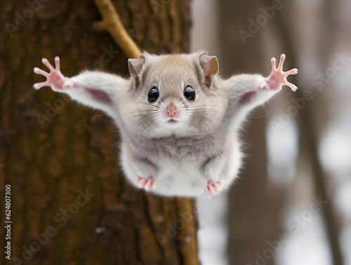 Photo of Japanese Dwarf Flying Squirrel: These small, fluffy squirrels can glide through the air using a membrane between their limbs photo