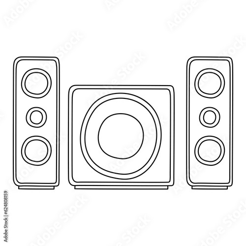 Doodle speakers icon. Hand drawn speakers icon in vector. Speakers illustration. Doodle loudspeakers icon in vector