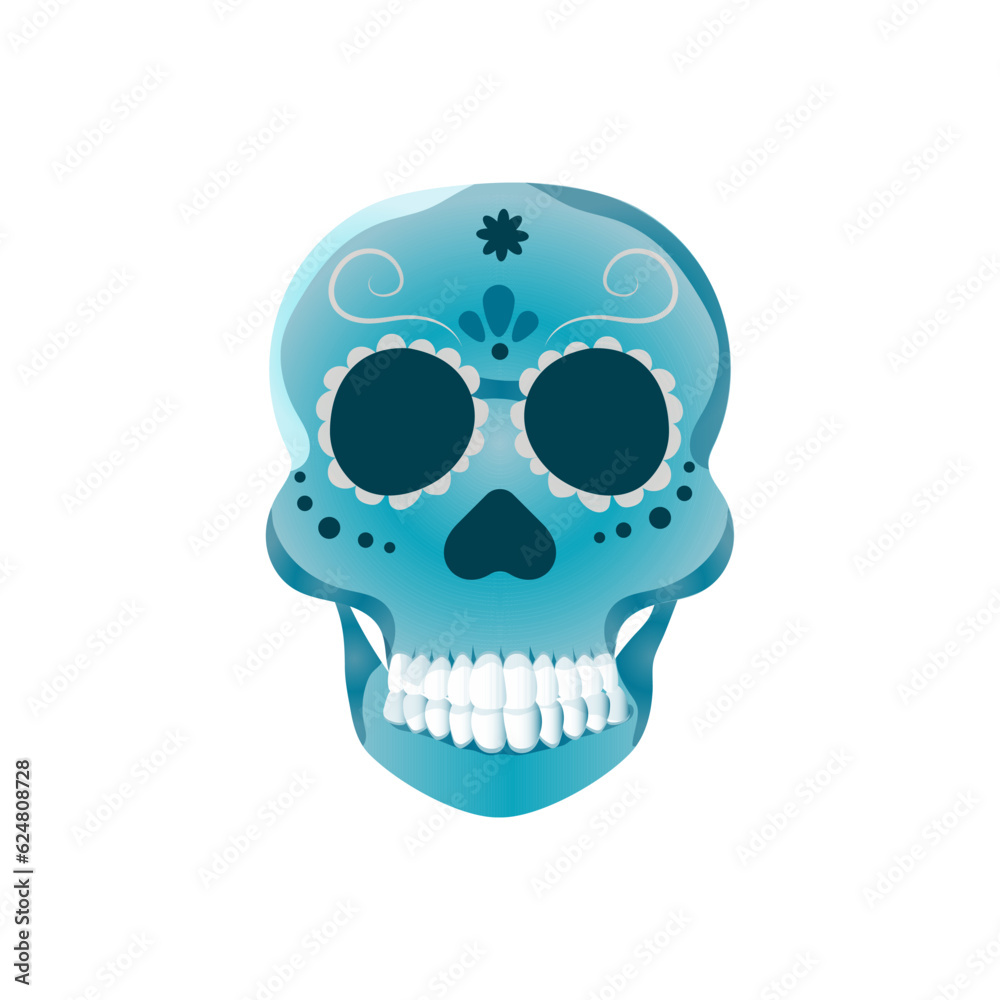 Day of the Dead Skull blue vector muerte