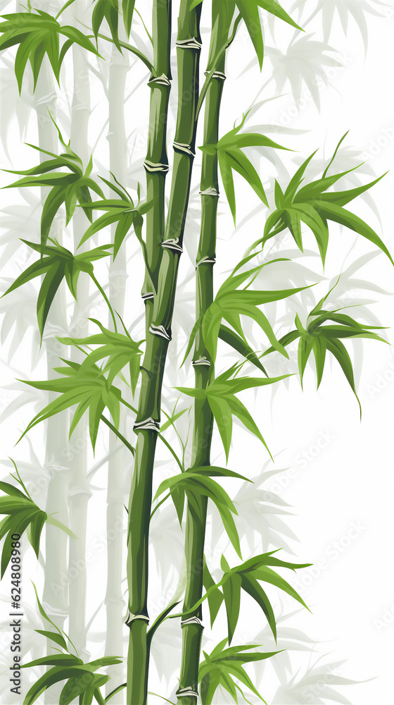 Fototapeta premium bamboo trees pattern isolated white, create using generative AI tools