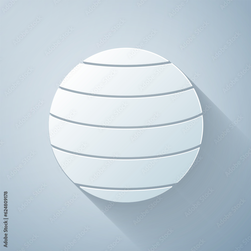 Paper cut Planet Venus icon isolated on grey background. Paper art style. Vector