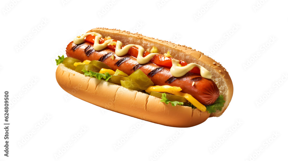 a delicious Hotdog with ketchup and mustard a delicious Hotdog with ketchup and mustard