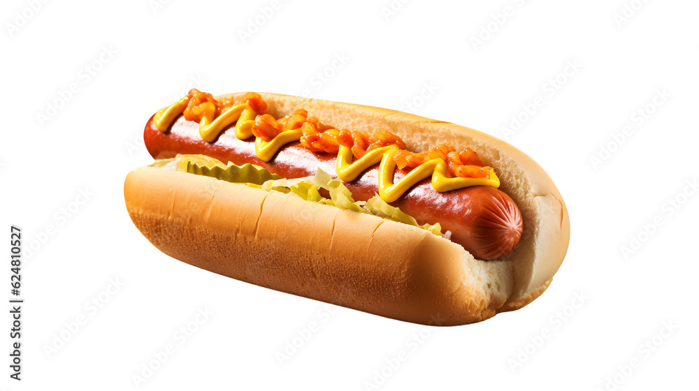 a delicious Hotdog with ketchup and mustard a delicious Hotdog with ketchup and mustard