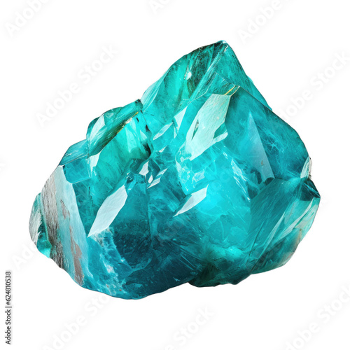 Turquoise gem isolated on transparent background. Generative AI